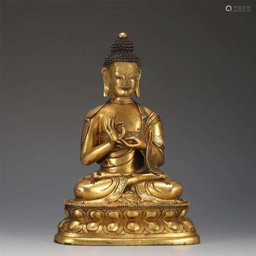 A CHINESE GILT BRONZE FIGURE OF BUDDHA STATUE