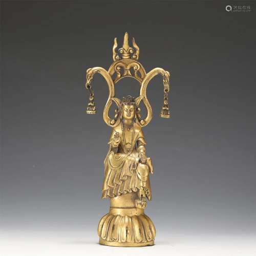 A CHINESE GILT BRONZE FIGURE OF BUDDHA STATUE