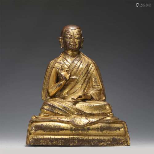 A CHINESE GILT BRONZE FIGURE OF BUDDHA STATUE