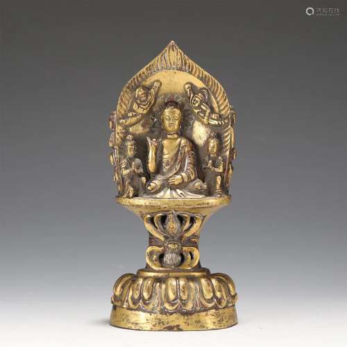 A CHINESE GILT BRONZE FIGURE OF BUDDHA STATUE