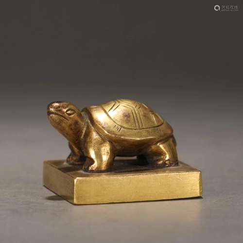 A CHINESE BRONZE TORTOISE SEAL