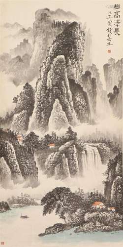 A CHINESE PAINTING OF MOUNTAINS LANDSCAPE