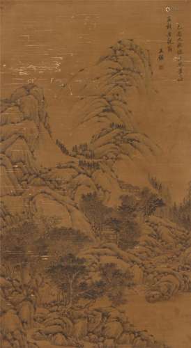 A CHINESE PAINTING OF MOUNTAINS LANDSCAPE