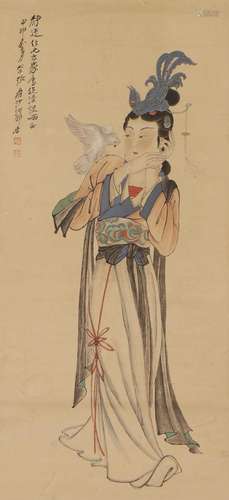 A CHINESE PAINTING OF BUEATIFUL WOMAN