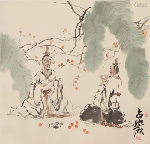 A CHINESE PAINTING OF FIGURE STORY