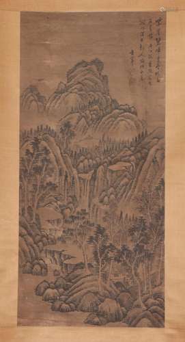 A CHINESE PAINTING OF MOUNTAINS LANDSCAPE