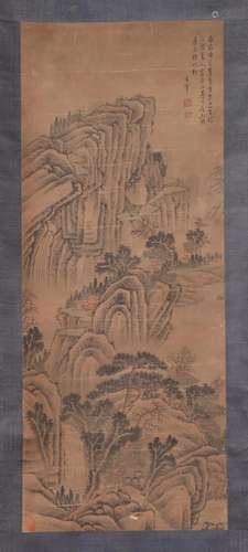 A CHINESE PAINTING OF MOUNTAINS LANDSCAPE