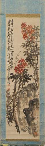 A CHINESE PAINTING OF FLOWERS