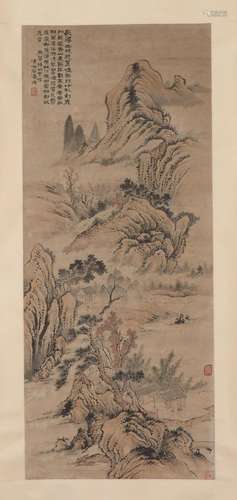 A CHINESE PAINTING OF MOUNTAINS LANDSCAPE