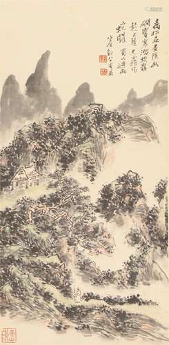 A CHINESE PAINTING OF MOUNTAINS LANDSCAPE