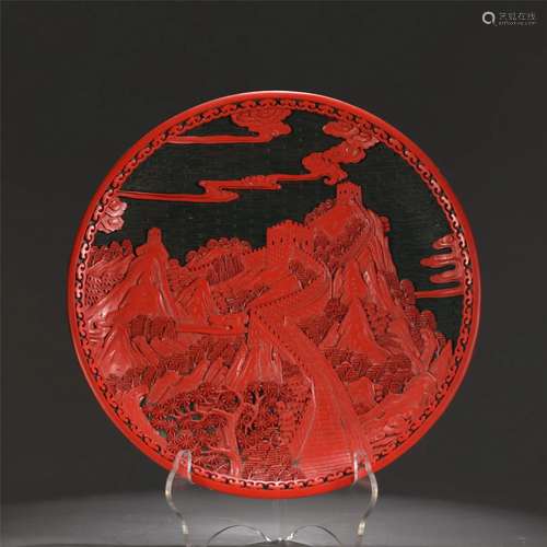 A CHINESE TIXI LACQUER DISH