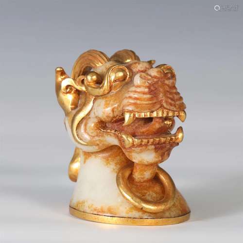 A CHINESE JADE DRAGON HEAD SEAL