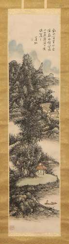 A CHINESE PAINTING OF MOUNTAINS LANDSCAPE