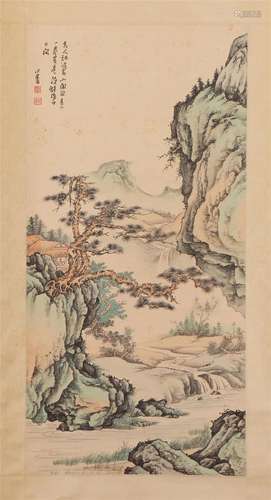 A CHINESE PAINTING OF MOUNTAINS LANDSCAPE