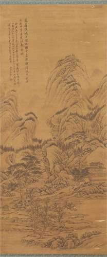 A CHINESE PAINTING OF MOUNTAINS LANDSCAPE