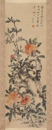 A CHINESE PAINTING OF FLOWERS