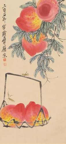 A CHINESE PAINTING OF PEACHES