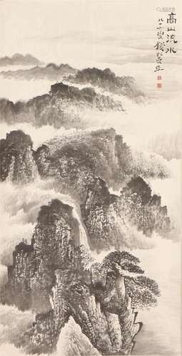 A CHINESE PAINTING OF MOUNTAINS LANDSCAPE