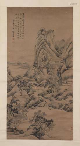 A CHINESE PAINTING OF MOUNTAINS LANDSCAPE