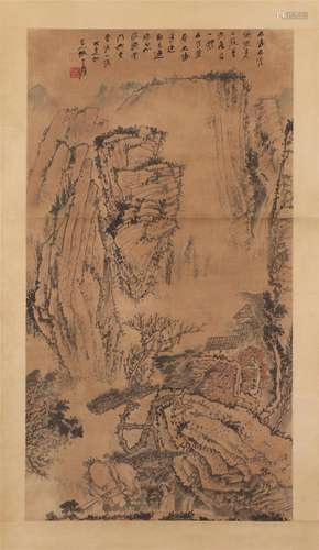 A CHINESE PAINTING OF MOUNTAINS LANDSCAPE