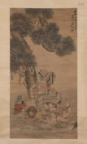 A CHINESE PAINTING OF FIGURE STORY