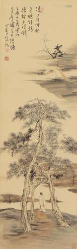 A CHINESE PAINTING OF SCHOLAR'S IN NATURAL SCENERY