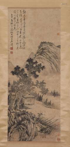 A CHINESE PAINTING OF MOUNTAINS LANDSCAPE