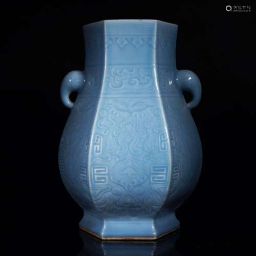 Blue Glazed Elephant Zun Vase