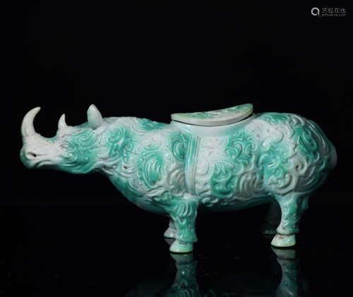 Emerald Glazed Rhinoceros Censer