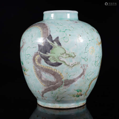 Famille Rose Dragon Jar