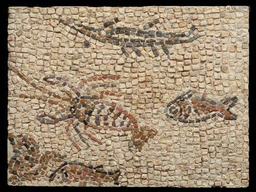 Roman mosaic from the 2nd century AD. Opus tessellatum. Meas...