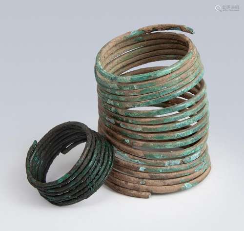 Etruscan bracelets, 5th and 6th centuries BC. Bronze. Measur...