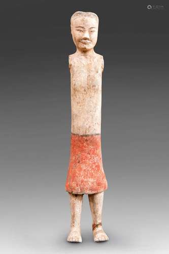 Stick Man. China. Han Dynasty. 206 BC-220 AD. Terracotta, wi...