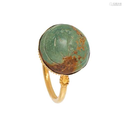 Ring. Rome, 2nd-3rd century AD. In gold and hard stone. Meas...