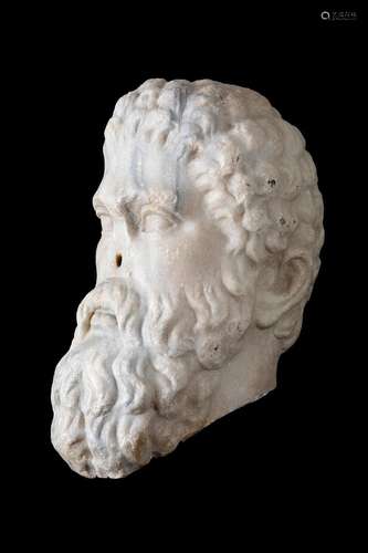 Head of a philosopher. Imperial Rome, 1st century A.D. Marbl...