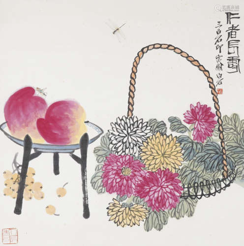 The Peaches，Painting by Qi Baishi