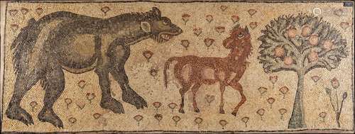 Roman mosaic of the IV-V centuries AD. Colored marble tesser...