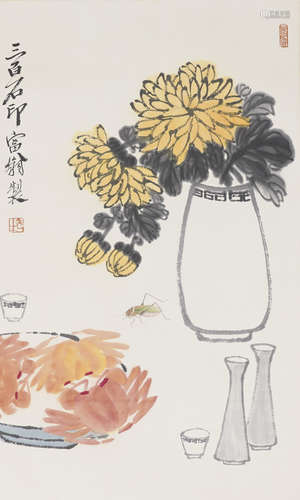 The Flower and Crab，by Qi Baishi