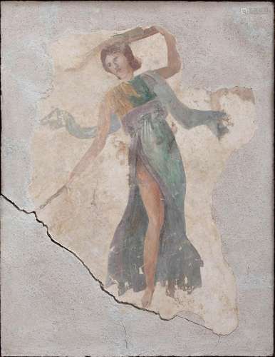 Roman fragment, 1st-2nd c. AD. "Nymph" Fresco pain...