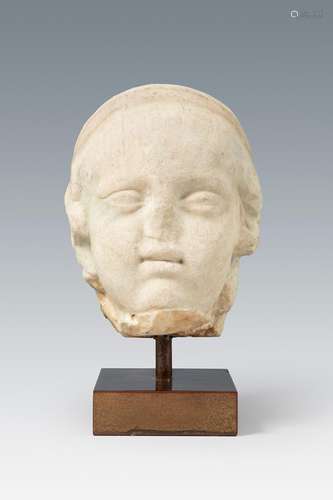 Infant's head. Greece Attica, IV century BC. Marble. Pr...