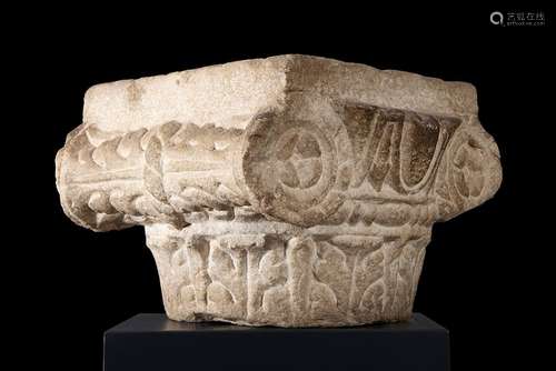 Ionic capital; Roman Empire, I-II centuries AD. Carved marbl...