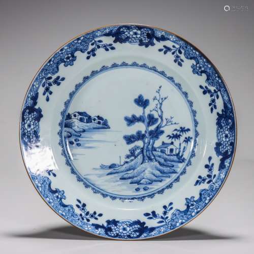 Blue and White Landscape Plate
