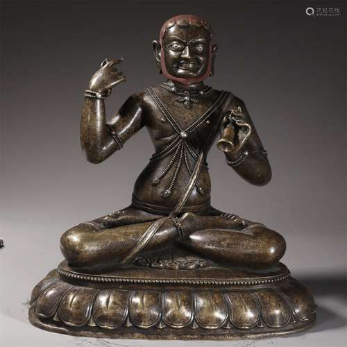 Gold and Silver Inlaying Bronze Figure of Mahasiddha