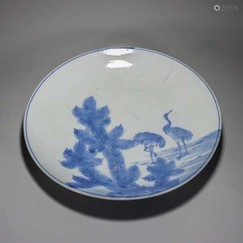 Blue and White Crane Plate