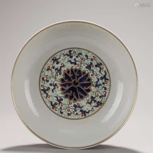 Doucai Glaze Lotus Plate