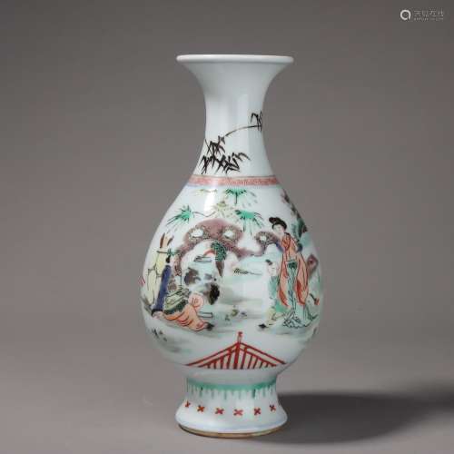 Wucai Glaze Figure Globular Vase