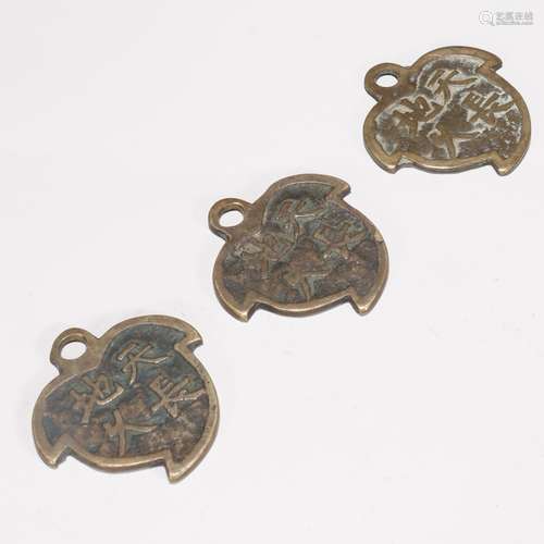 Set of Bronze Peach-Form Pendant