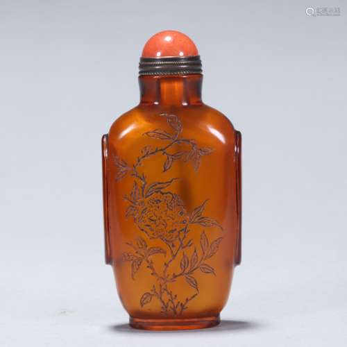 Red Glass Flower Snuff Bottle