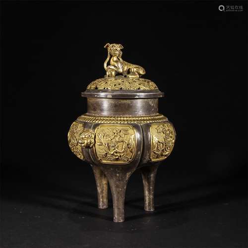 Bronze Figure of Flower Tripod Censer