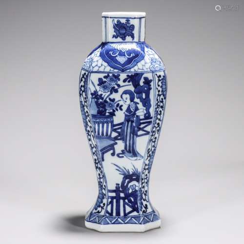 Blue and White Lady Square Vase